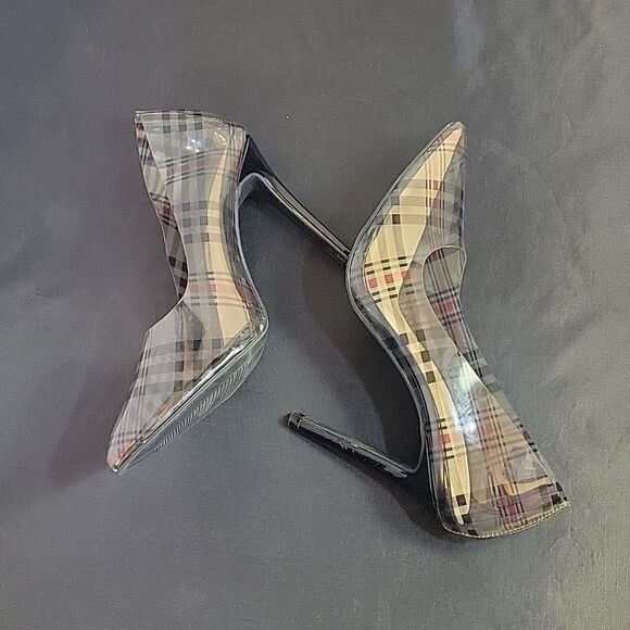 WILD DIVA PLAID POINTED TOE HIGH HEEL STILETTOS PUMP S2 - Picture 5 of 16